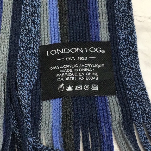 LONDON FOG Navy Blue Stripe Scarf - Picture 2 of 4